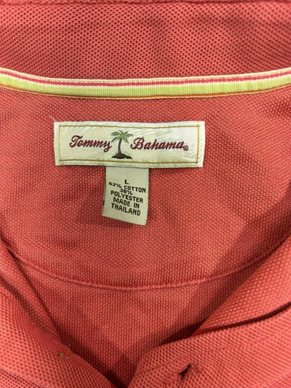 Tommy Bahama Coral Polo Shirt Embroidered Marlin Logo Mens Size L Cotton Blend - Picture 2 of 4
